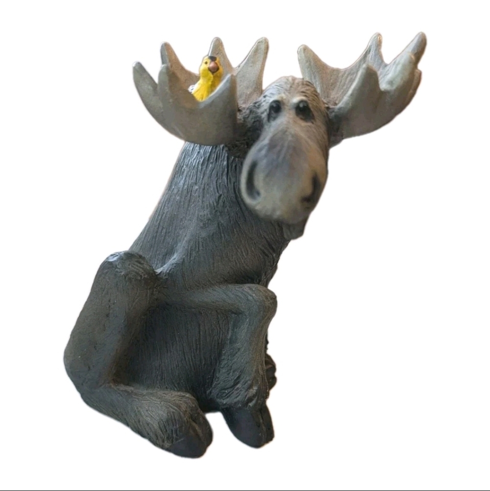 Big Sky Carvers Mooses -Moose Figurine & Yellow Bird - to Amuse & Collect